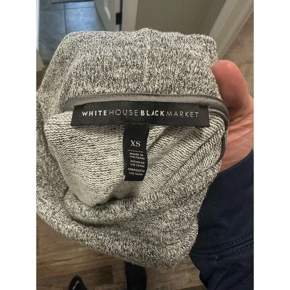 white house black market gray sparkle cropped turtleneck sweater womens XS $129 - Picture 2 of 3